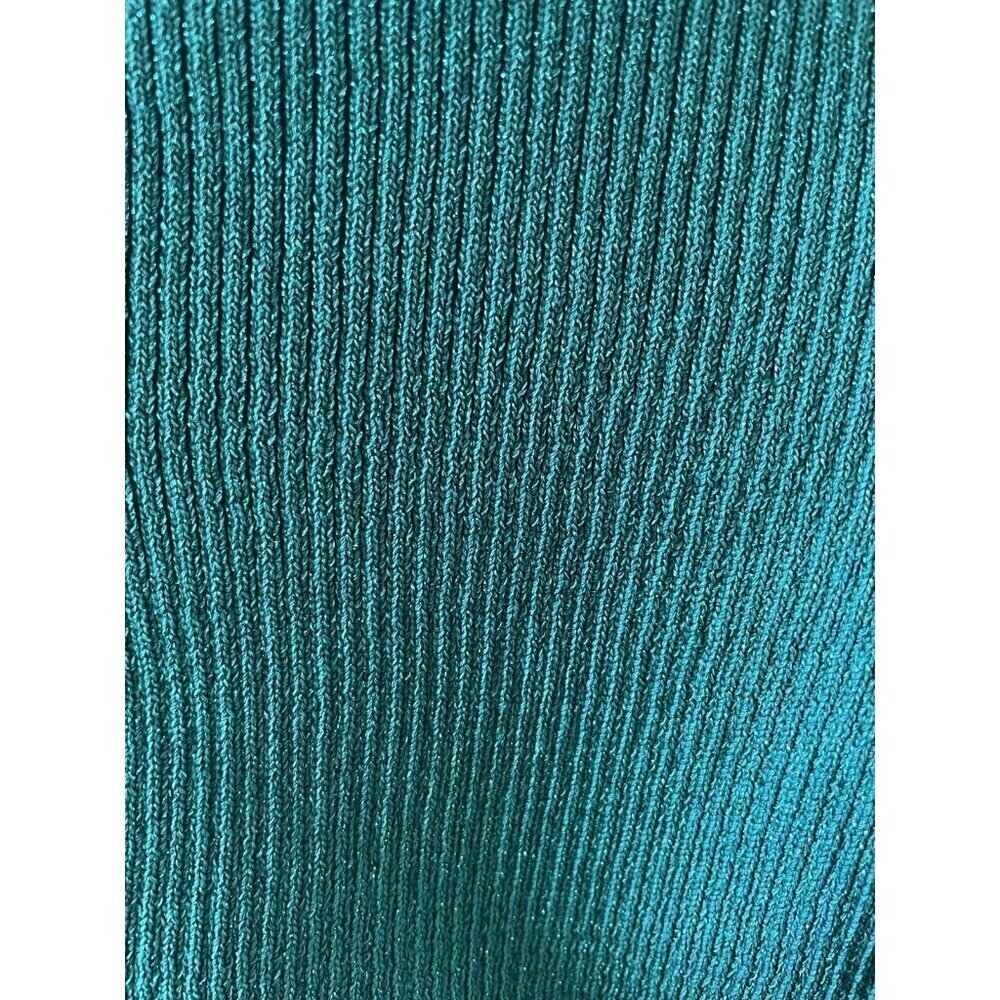 NWT For Love & Lemons "Lorelei" Cropped Sweater Top Teal Blue Metallic XS - Picture 11 of 11